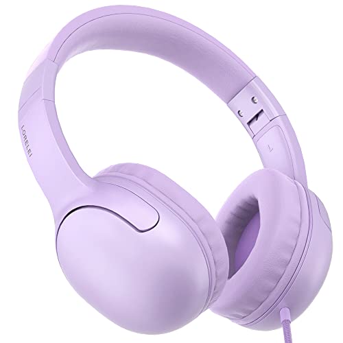 LORELEI E5 Wired Headphones for Kids Foldable & 3.5mm Jack Tangle Free Nylon Wire Stereo On Ear Headsets for Kids/Children/School/Tablet/Ipad/Kiddle/Plane (Purple) - Image 1