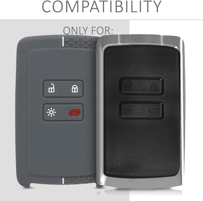 JVCV® Soft Silicone Key Cover Compatible with Renault Duster Kiger Triber Smart Key – Stylish Durable Protective (Grey) - Image 2