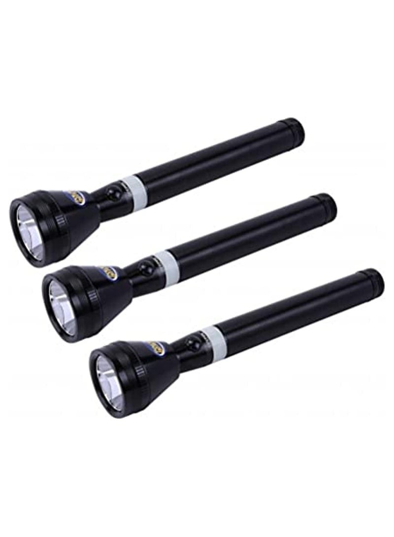 جيباس Geepas GFL51026 3 في 1 مصباح يدوي LED قابل لإعادة الشحن 265 مم - أبيض ساطع للغاية بمدى 2000 متر مصباح يدوي LED عالي الشعاع محمول | مصباح يدوي جيب مقاوم للماء مع شاحن وبطارية  - Image 1