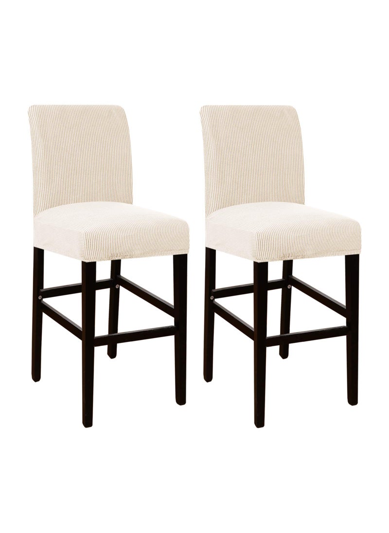 Flamingo P Flamingo P Stool Covers Dining Chair Seat Covers Stretch Jacquard Fabric Slipcover with Elastic Bottom Removable Set of 2 Biscotti Beige 