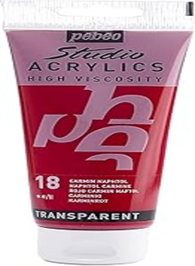 Pebeo - Acrylic Fine Studio Acrylics - Naphtol Carmine - Naphtol Carmine 100ml/3.38oz