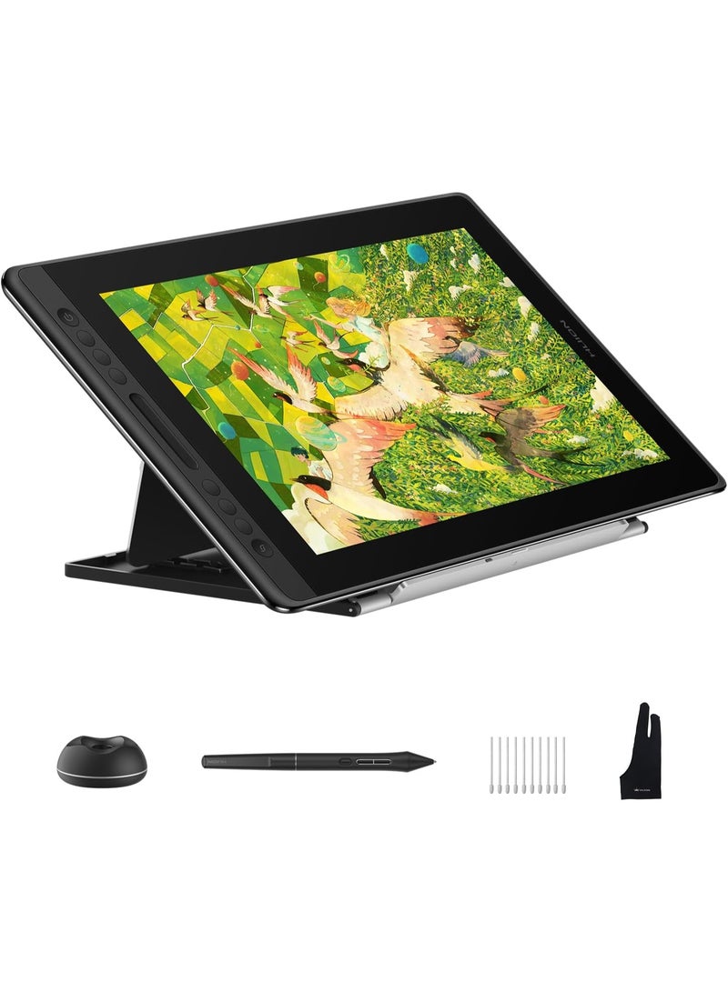 HUION Kamvas Pro 16 V2 Drawing Tablet with Screen, 15.6" Full-Laminated AG Glass Display, 16384 Levels Battery-Free Pen with 2g IAF & Tilt Support, Smart Touch Bar + 6 Shortcut Keys black - Image 1