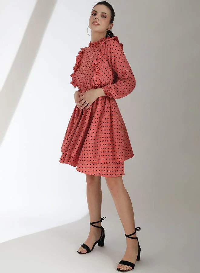 Kotty Polka Dot Ruffle Dress