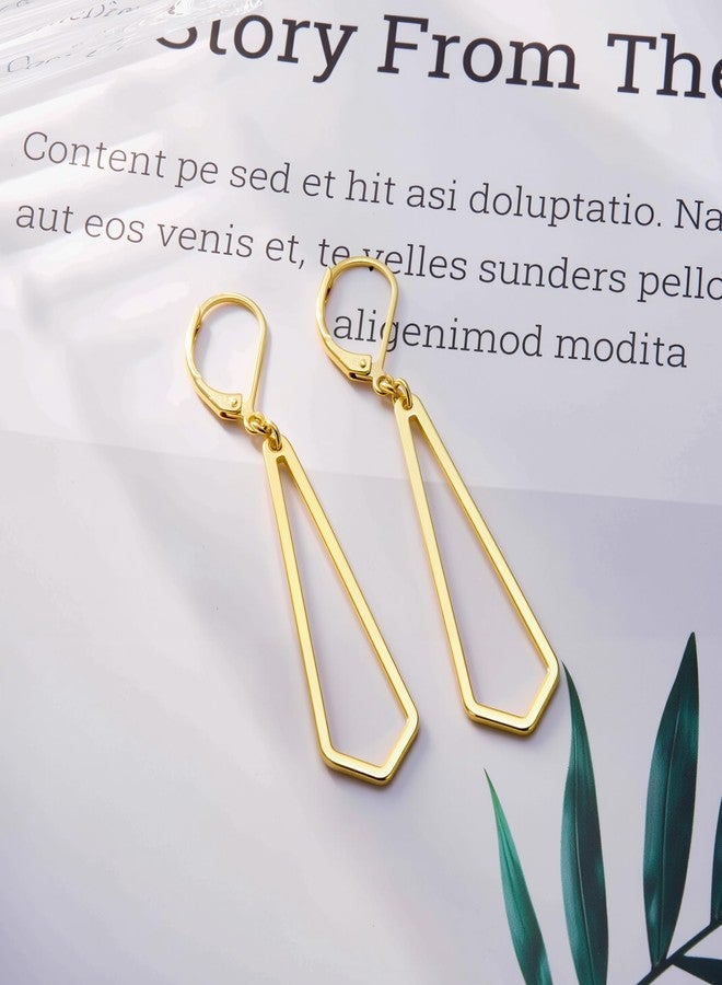 ALEXCRAFT Gold Dangle Earrings for Women Hypoallergenic Geometric Earrings Dangle 14K Gold Leverback Earrings Trendy Drop Dangling Earings Dangly Fashion Jewelry Gifts Ladies Fall - Image 3