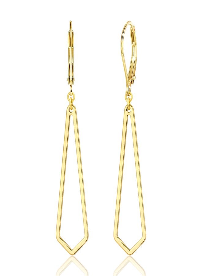 ALEXCRAFT Gold Dangle Earrings for Women Hypoallergenic Geometric Earrings Dangle 14K Gold Leverback Earrings Trendy Drop Dangling Earings Dangly Fashion Jewelry Gifts Ladies Fall - Image 1