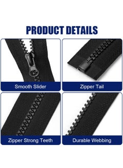 SANMUGEED 2 PCS Resin Coil Zippers, No.5 Resin Open-Ended Zips with 5 PCS Zipper Pulls, 65cm/25.6inch Strong Zippers for Sewing Assorted Sizes, DIY Dressmaking, Bags, Tailor, Craft Supplies  - Image 2