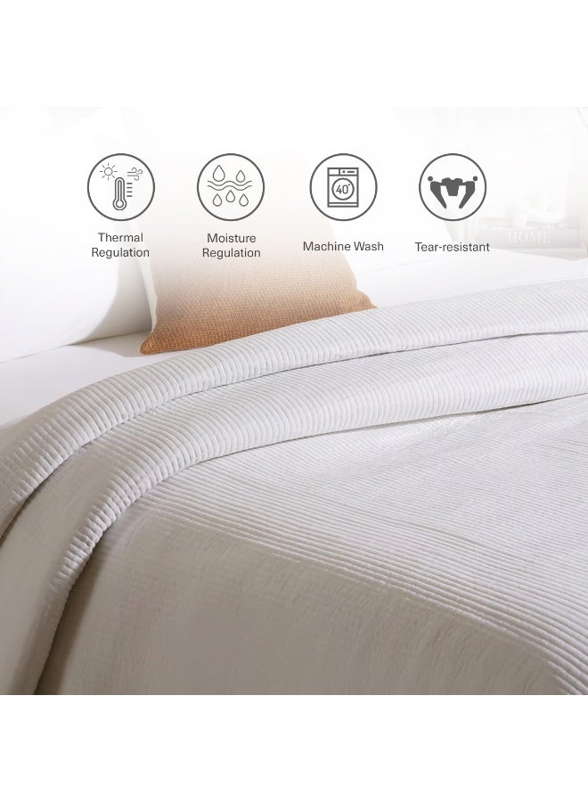 Pan Home غطاء سرير مخملي من يوكاليبتوس - 220X240 سم - أبيض ساطع - Image 4