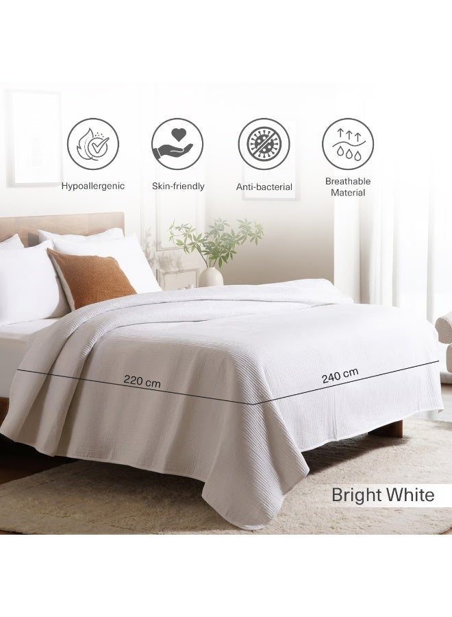 Pan Home غطاء سرير مخملي من يوكاليبتوس - 220X240 سم - أبيض ساطع - Image 5