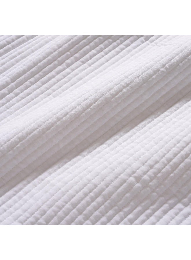 Pan Home غطاء سرير مخملي من يوكاليبتوس - 220X240 سم - أبيض ساطع - Image 1