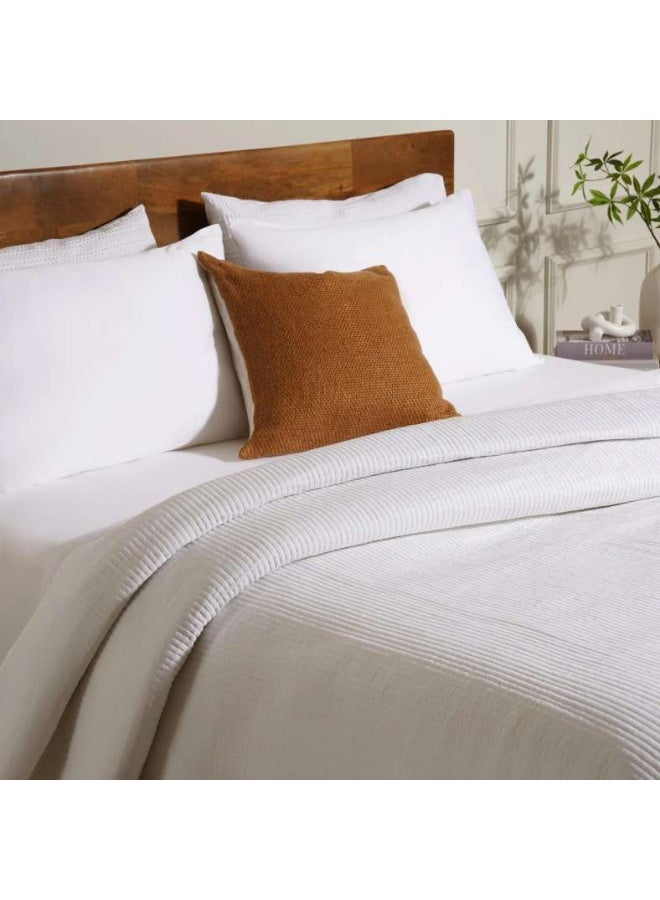 Pan Home غطاء سرير مخملي من يوكاليبتوس - 220X240 سم - أبيض ساطع - Image 2