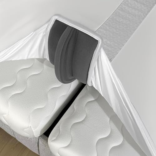 EPHEDORA 3in1 Fitted Sheet Attached Bed Bridge Twin XL to King Converter Kit with Sheet Strap Set  Split King Gap Filler for Adjustable Bed  White