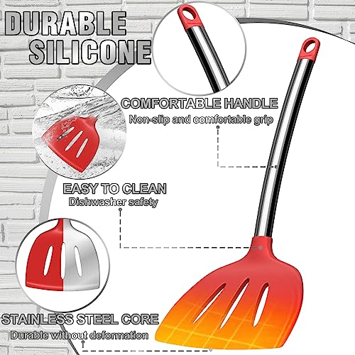 Umite Chef Kitchen Utensils Set- Umite Chef 34 PCs Cooking Utensils with Grater, Spoon Spatula, Heat Resistant Food Grade Silicone, Stainless Steel Handles Kitchen Gadgets Tools Set for Nonstick Cookware(Red) - Image 3