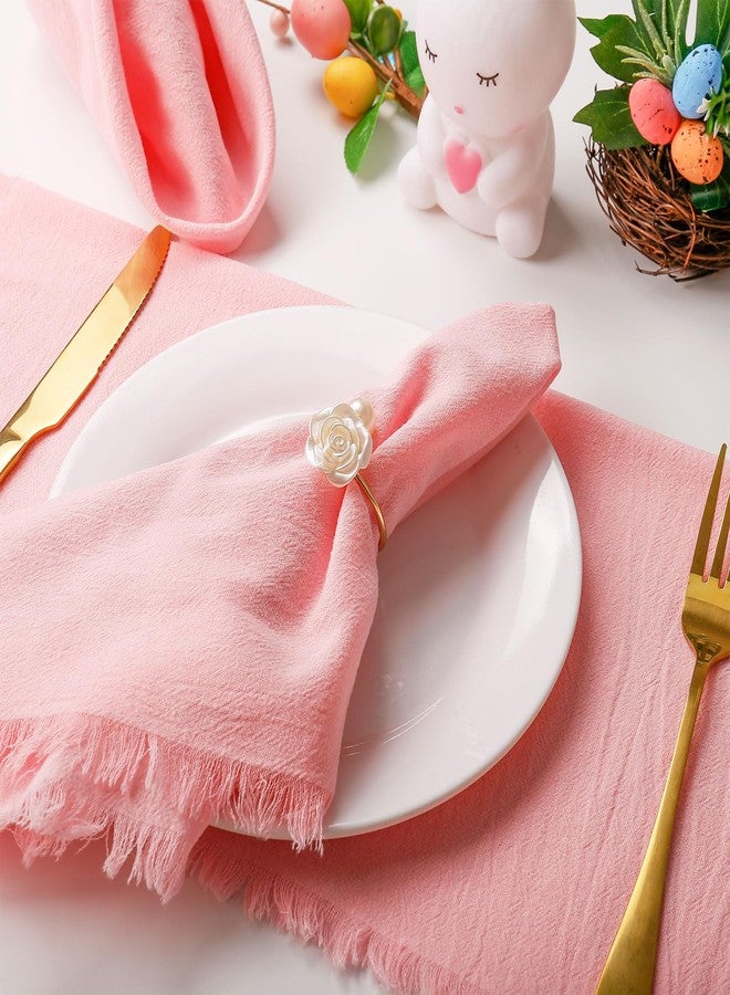 Wonlex Dinner Cloth Napkins Set of 8, 18x18 Inches Cotton Napkins Cloth Soft, Durable, Comfortable, Washable Table Napkins Ideal for Everyday Use, Hotels, Events(8 Pack, Pink) - Image 2