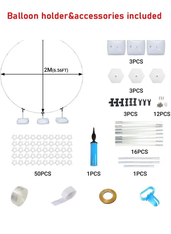 Fiber Pole Circular Balloon Arch Kit, 2m Wide Adjustable Balloon Arch Stand with Base Frame & 50 pcs Macaron Colored Balloons for Graduation Wedding Birthday Baby Shower Party Supplies Photo Backdrop Decoration - Image 5