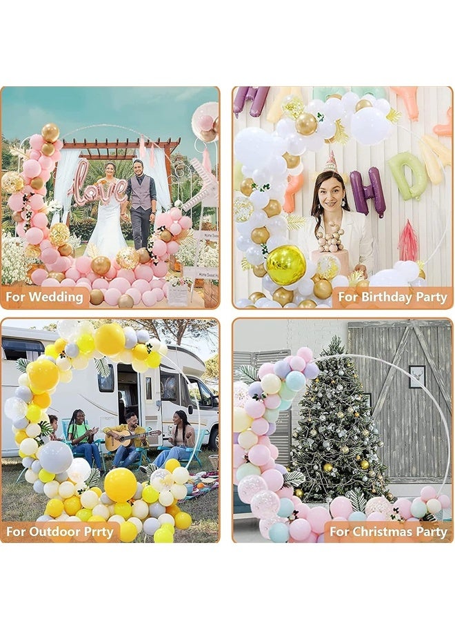Fiber Pole Circular Balloon Arch Kit, 2m Wide Adjustable Balloon Arch Stand with Base Frame & 50 pcs Macaron Colored Balloons for Graduation Wedding Birthday Baby Shower Party Supplies Photo Backdrop Decoration - Image 4