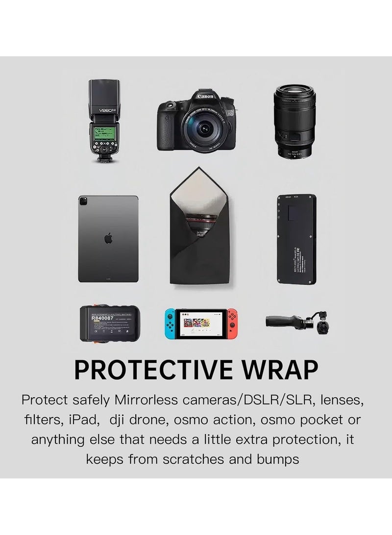 50cm*50cm Protective Wrap for Camera & Electronics – Self-Adhesive Magic Cloth, Anti-Scratch & Dustproof Lens Wrap – Reusable Storage Pouch for DSLR, Laptop, Smartphone, Cosmetic – Washable & Lightweight - Image 2