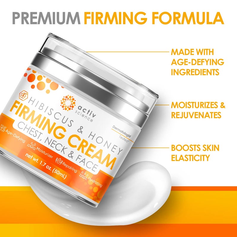 ACTIVSCIENCE Hibiscus & Honey Firming Cream, Neck Firming Cream, Skin Tightening Cream, Skin Firming and Tightening Lotion, Reduce the Look of Neck Lines, Tightens & Smooths - With Collagen & Hyaluronic Acid 1.7OZ - Image 5