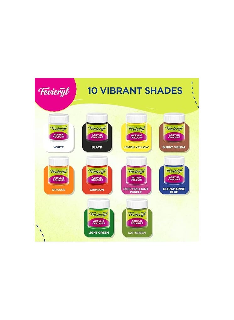 Pidilite Pidilite Fevicryl Acrylic Colors, Sunflower Kit, 10 Shades  - Image 2