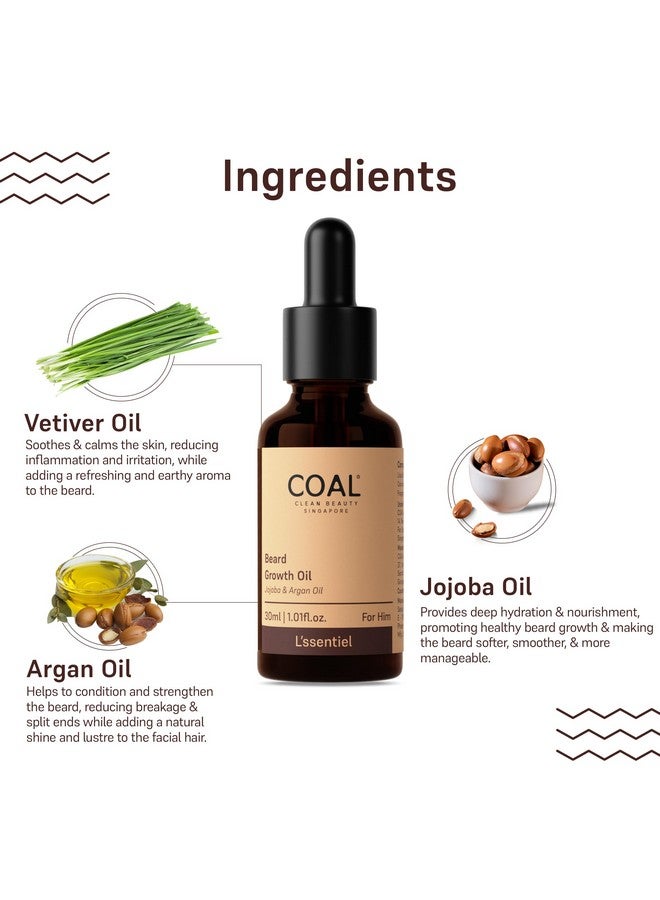 COAL CLEAN BEAUTY Beard Growth Oil With Jojoba & Argan Oil | Makes Patchy Beard Thicker Denser & Voluminous | Men | All Beard Types | 30Ml - Image 3