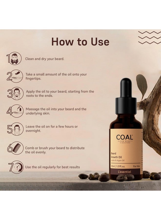 COAL CLEAN BEAUTY Beard Growth Oil With Jojoba & Argan Oil | Makes Patchy Beard Thicker Denser & Voluminous | Men | All Beard Types | 30Ml - Image 5