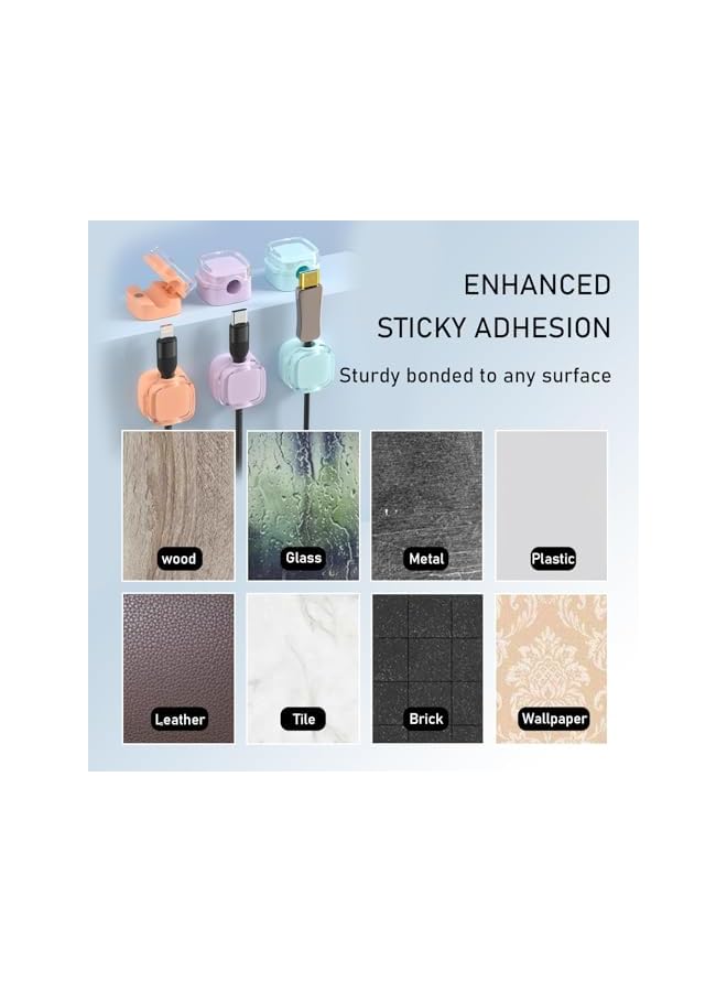 promass Magnetic Cable Clips, 6 Pack Under Desk Cable Management, Strong Adhesive Wire Holder Keeper, Hide Phone USB Cable for Car Home Office Kitchen Office Desk Nightstand, Crystal (purple) - Image 5