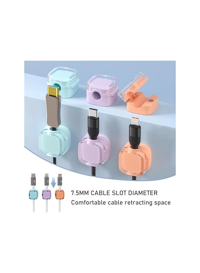 promass Magnetic Cable Clips, 6 Pack Under Desk Cable Management, Strong Adhesive Wire Holder Keeper, Hide Phone USB Cable for Car Home Office Kitchen Office Desk Nightstand, Crystal (purple) - Image 3