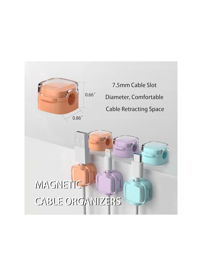 promass Magnetic Cable Clips, 6 Pack Under Desk Cable Management, Strong Adhesive Wire Holder Keeper, Hide Phone USB Cable for Car Home Office Kitchen Office Desk Nightstand, Crystal (purple) - Image 2