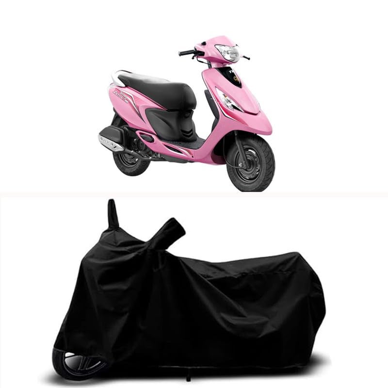 RABABLI Bike Body Cover Compatible with TVS Scooty Zest Gloss with All Variants Scratch-Proof, Buckle Belt – Rain, UV & Dust Resistant Windproof & All-Weather Shield (Black Color) - Image 1