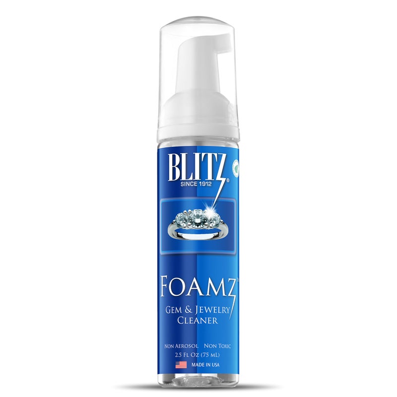 Blitz Foamz Gem & Jewelry Cleaning Foam for Gold, Silver, & Platinum Jewelry Polishes Non-Porous, Precious & Semi-Precious Stones Non-Toxic, Non-Abrasive, & Planet Friendly Made in the USA 2.5oz - Image 1