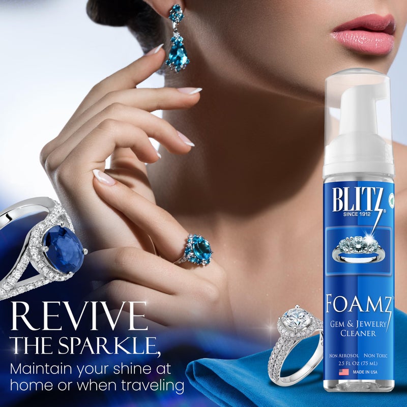 Blitz Foamz Gem & Jewelry Cleaning Foam for Gold, Silver, & Platinum Jewelry Polishes Non-Porous, Precious & Semi-Precious Stones Non-Toxic, Non-Abrasive, & Planet Friendly Made in the USA 2.5oz - Image 3
