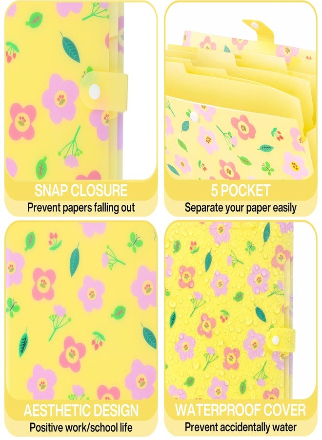 SPS 5 Pocket Expanding File Folder Aesthetic Design - Fits A4 & Letter Size Document Organizer, Accordion File Folders, File for Office, Portable File Organizer, School & Home - Pastel Yellow Garden - Image 3