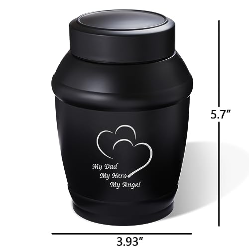LINES ARTE 5.7" Medium Cremation Urns for Human Ashes Adult Male Dad Men,Black Heart Urns for Human Ashes - Image 2