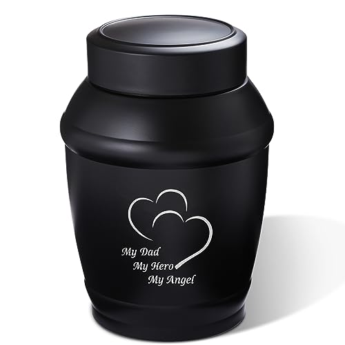 LINES ARTE 5.7" Medium Cremation Urns for Human Ashes Adult Male Dad Men,Black Heart Urns for Human Ashes - Image 1