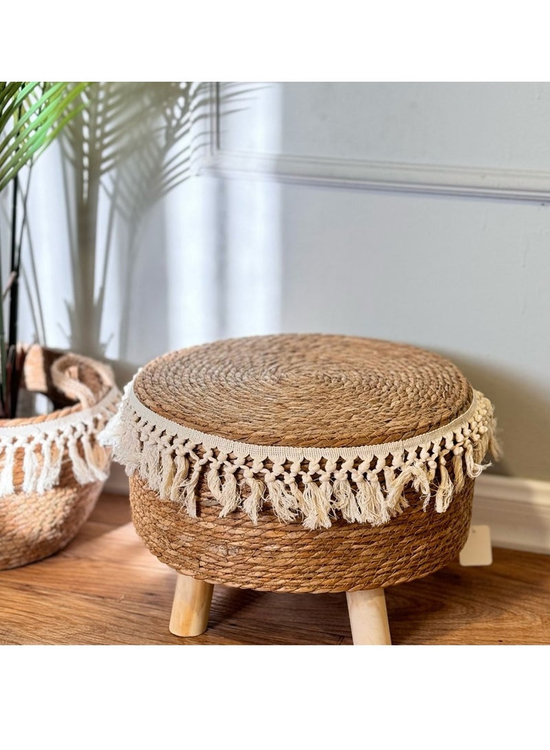 Generic FFD Natural Sea grass Round Ottoman Footstool – Handwoven Stool with 4 Sturdy Wood Legs, Multifunctional Modern Accent for Bedroom, Living Room - Image 4
