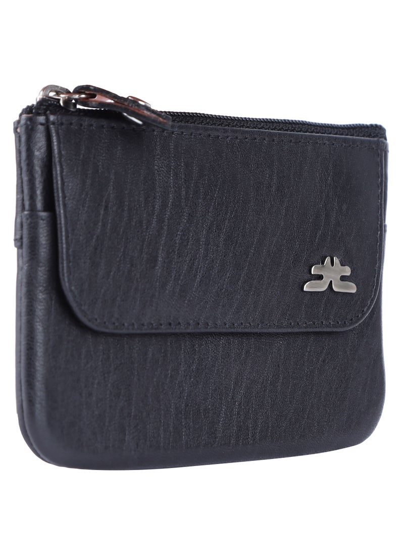 LAVERI LEATHER - Laveri Leather Coin Purse With Key Chain Tassel Black - Image 1