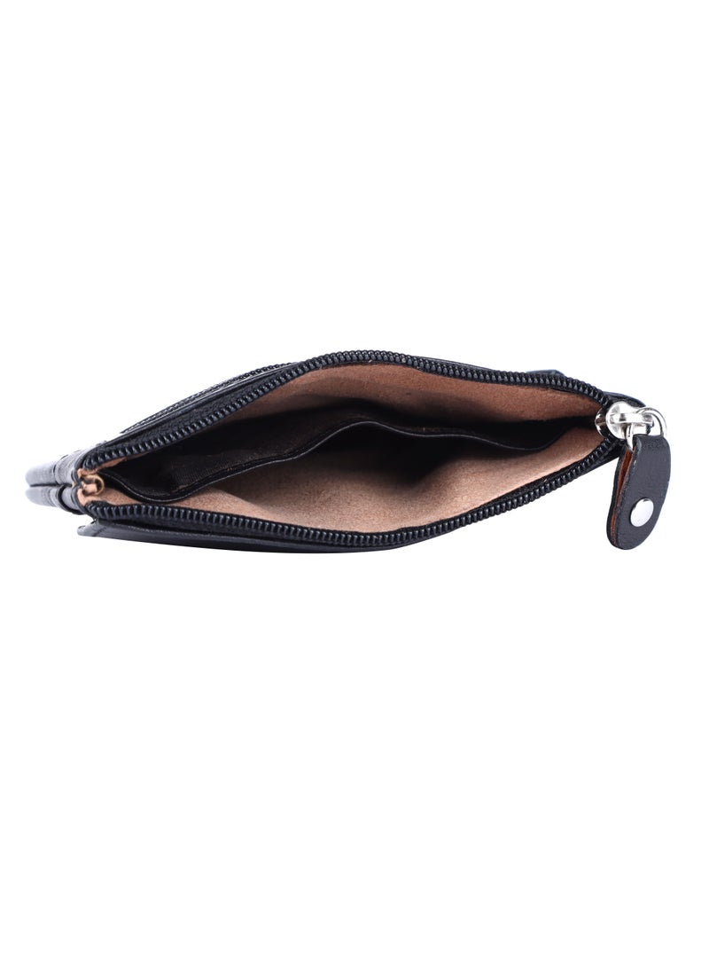 LAVERI LEATHER - Laveri Leather Coin Purse With Key Chain Tassel Black - Image 1