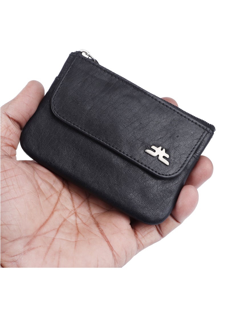LAVERI LEATHER - Laveri Leather Coin Purse With Key Chain Tassel Black - Image 1