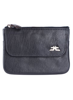 Laveri Leather Coin Purse With Key Chain Tassel Black