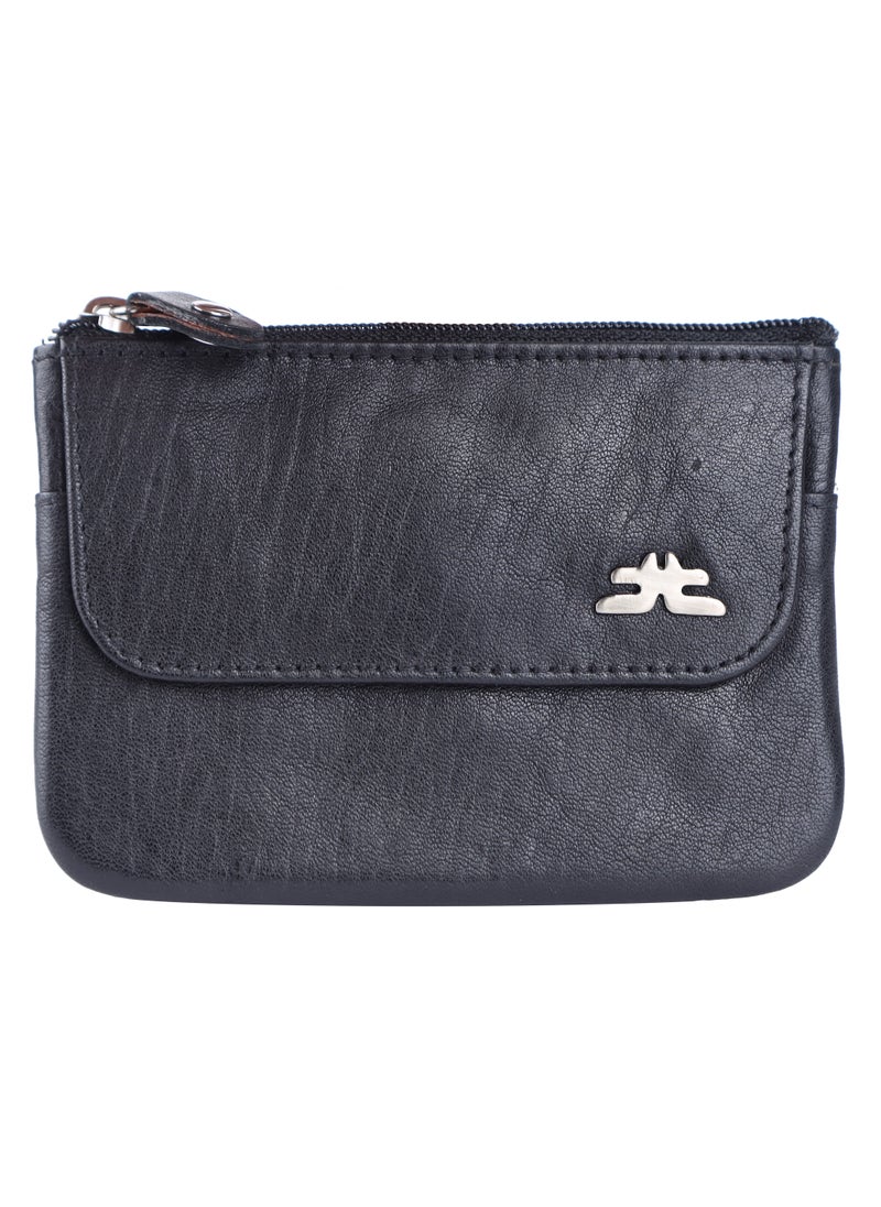 LAVERI LEATHER - Laveri Leather Coin Purse With Key Chain Tassel Black - Image 1