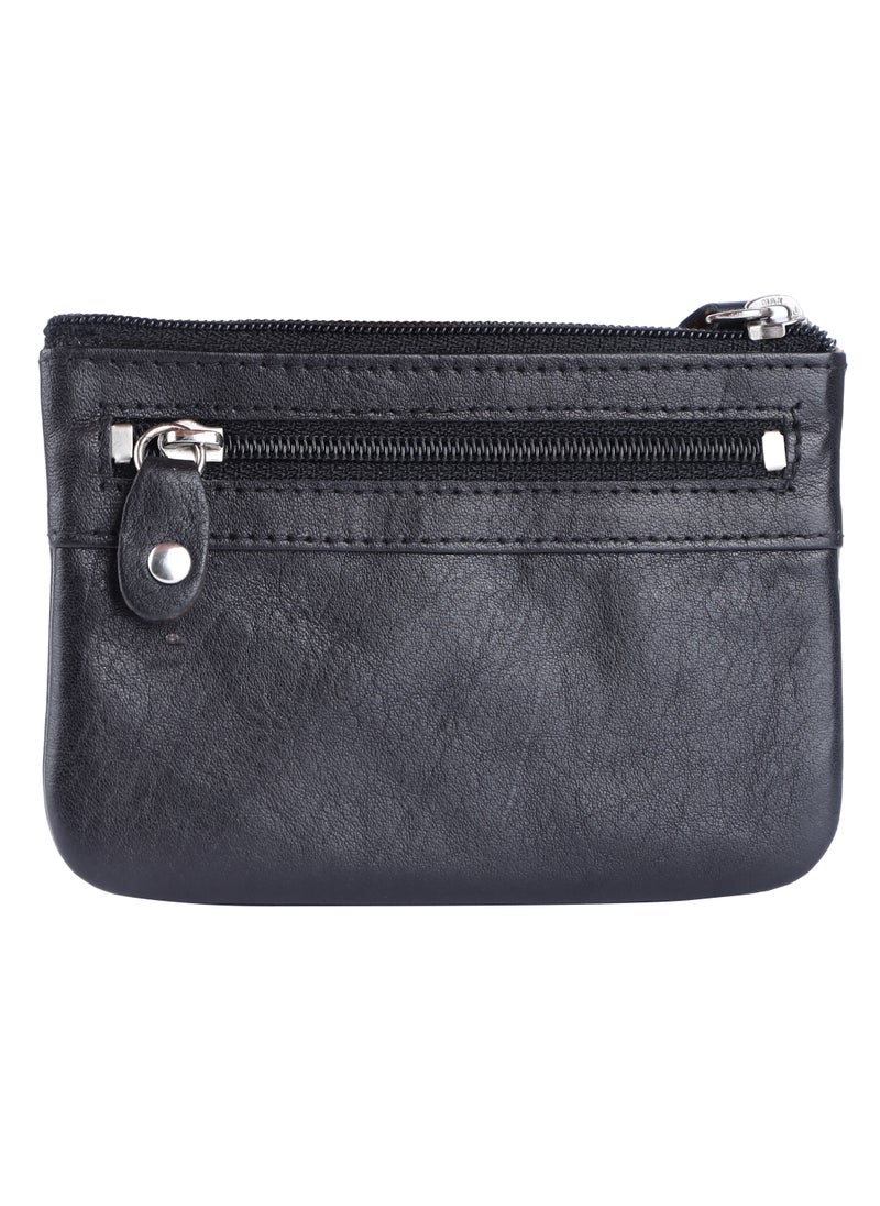 LAVERI LEATHER - Laveri Leather Coin Purse With Key Chain Tassel Black - Image 1
