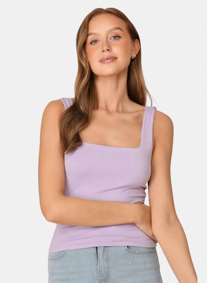 lavex, Women  looks Square Neck Top Lavender Color