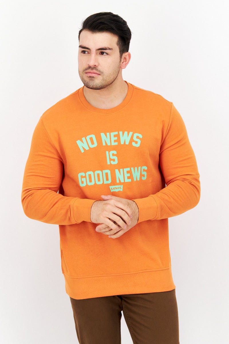 Levi's Men Crew Neck Graphic Long Sleeve Sweatshirt, Orange - Image 1