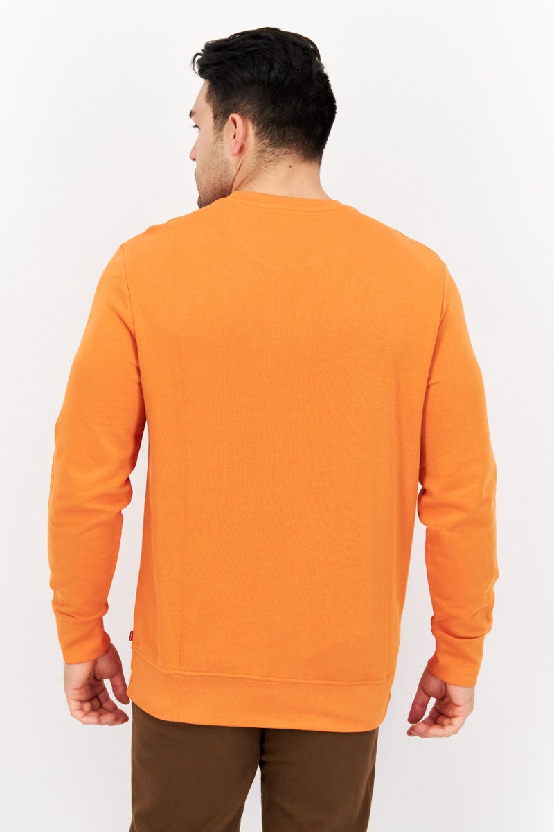 Levi's Men Crew Neck Graphic Long Sleeve Sweatshirt, Orange - Image 3