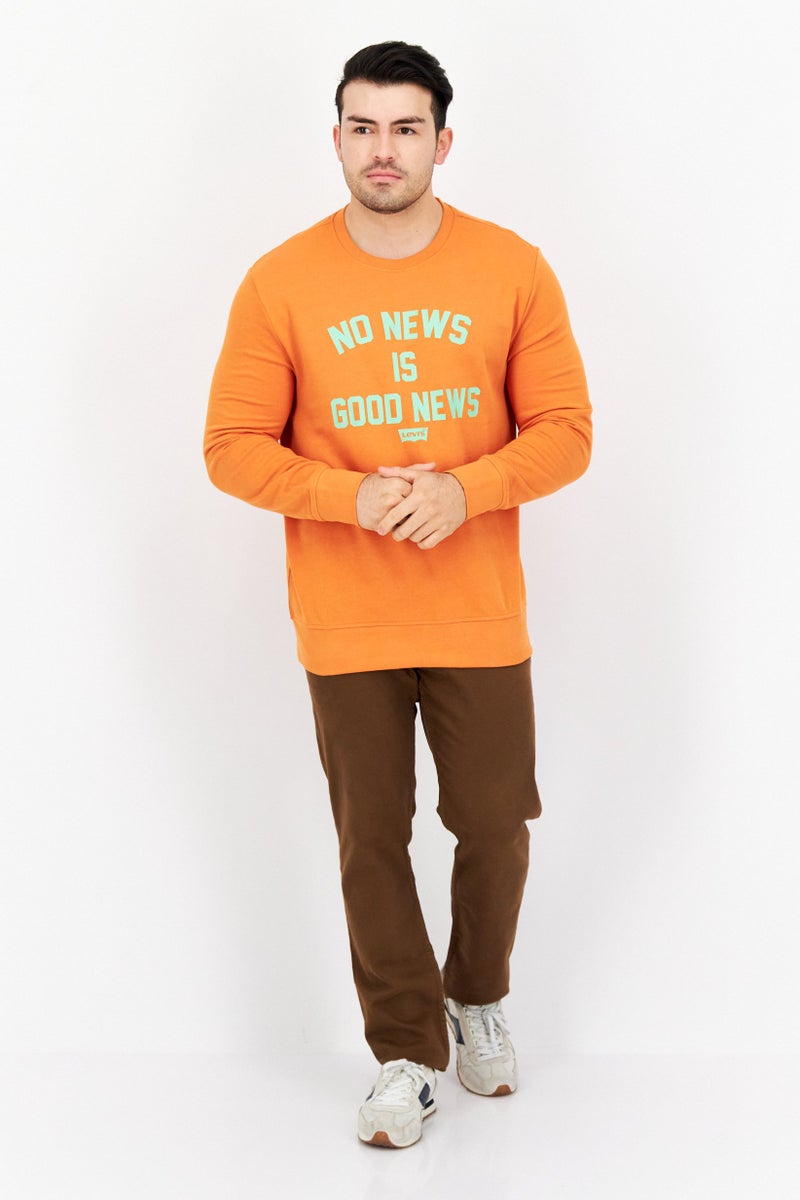 Levi's Men Crew Neck Graphic Long Sleeve Sweatshirt, Orange - Image 2