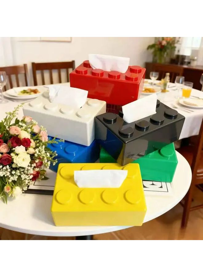 صندوق المناديل بتصميم كتل البناء الزرقاء، منظف الجدار والمكتب - Image 2