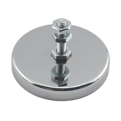 Master Magnetics ماجنتيك ماستر مغناطيس دائري بقاعدة سيراميكية مع برغي وصواميل - مغناطيسات قوية للاستخدام الثقيل - سحب 35 رطل لكل منها - مطلي بالنيكل - 2.04" قطر - 1.25" ارتفاع - عبوة 5 قطع - Image 2
