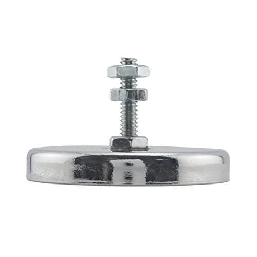 Master Magnetics ماجنتيك ماستر مغناطيس دائري بقاعدة سيراميكية مع برغي وصواميل - مغناطيسات قوية للاستخدام الثقيل - سحب 35 رطل لكل منها - مطلي بالنيكل - 2.04" قطر - 1.25" ارتفاع - عبوة 5 قطع - Image 3