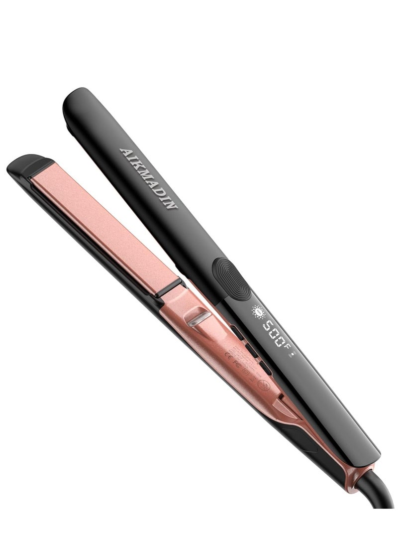 AIKMADIN - Ceramic Hair Straightener, 2-in-1 straightener and curling iron with ionic technology, 3D metalized ceramic coating, 15-second quick heat up, 6 temperature settings up to 260°C (500°F) for shinier, smoother hair - Image 1