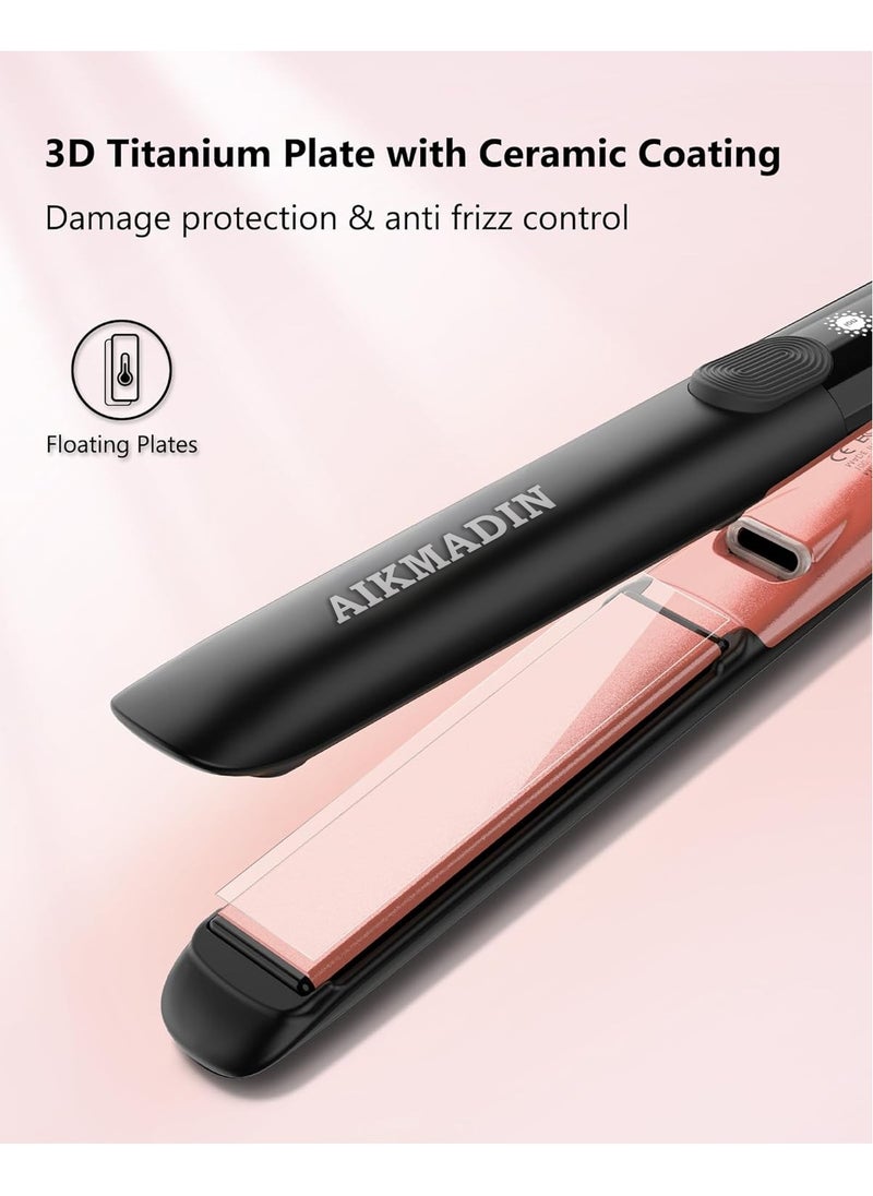 AIKMADIN - Ceramic Hair Straightener, 2-in-1 straightener and curling iron with ionic technology, 3D metalized ceramic coating, 15-second quick heat up, 6 temperature settings up to 260°C (500°F) for shinier, smoother hair - Image 1