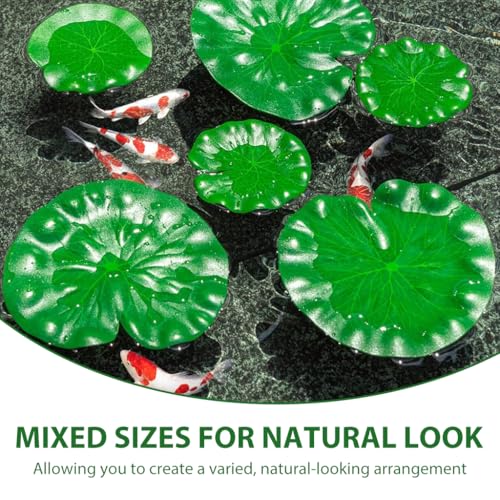 HASTHIP® 6Pcs Artificial Floating Lily Pads for Ponds, Realistic Foam Lotus Leaves Life-Like Floating Pond, Pool, Aquarium & Event Decor 4" & 6" Green Lily Pad Set for Koi Fish & Water Features - Image 5